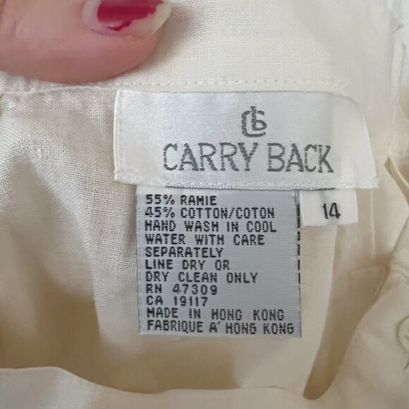 Vintage Carry Back Folk Skirt Peasant Lace Embroidered Maxi Skirt Cream Size 14 - Picture 5 of 9